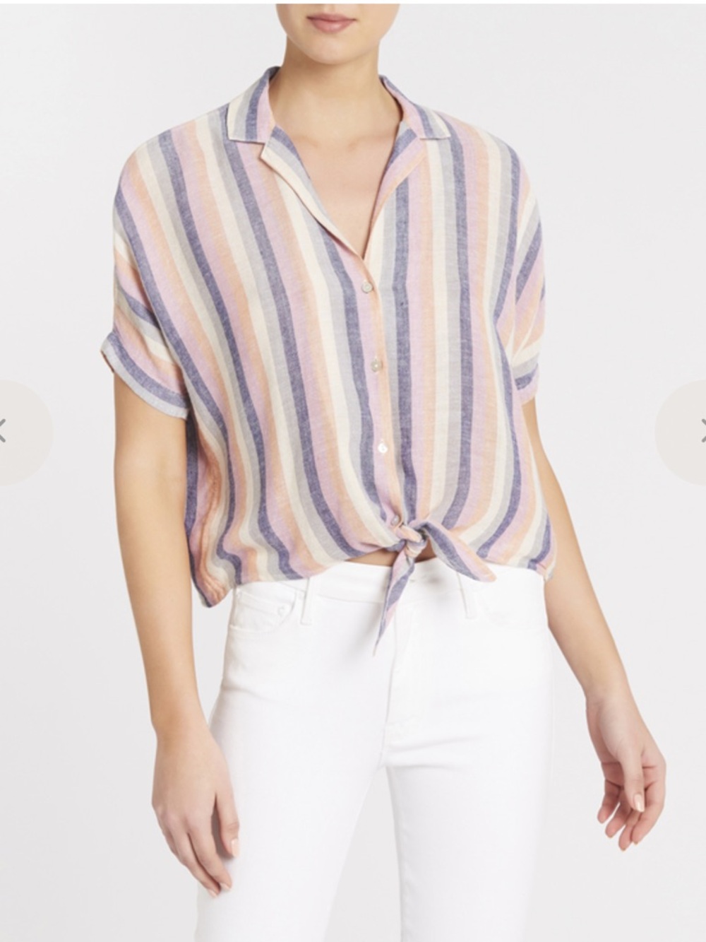 Rails Marley Stripe Tie-Front Camp Rayon/Linen Shirt in Mandalay Stripe